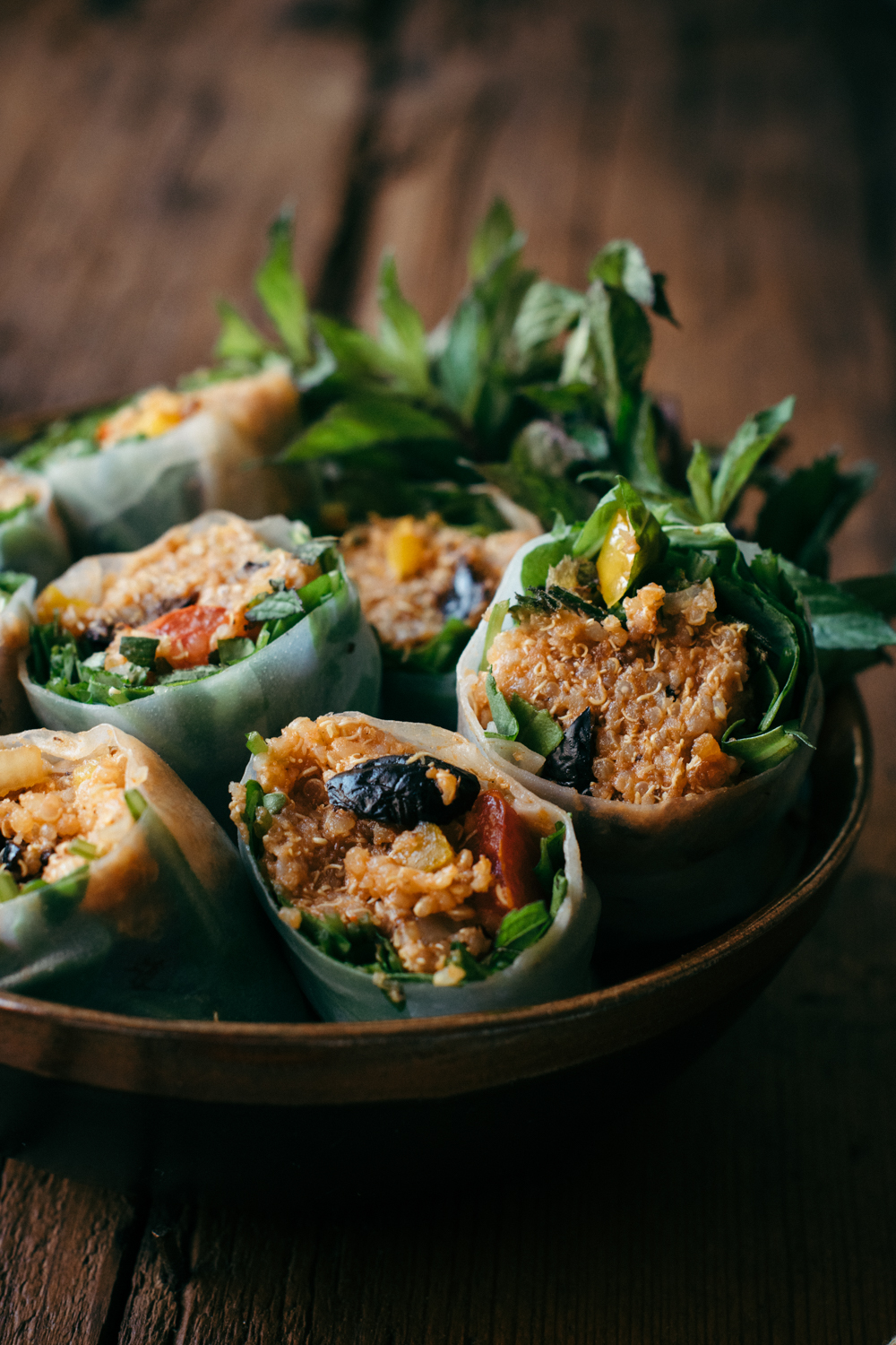 Mediterranean Style Quinoa Spring Rolls