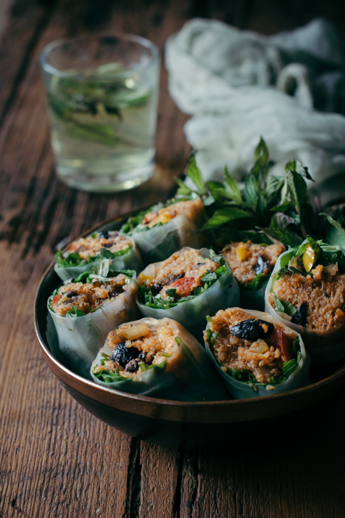 Mediterranean Style Quinoa Spring Rolls