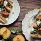 Burrata, Pesto, Roasted Peach & Tuna Filo Tart