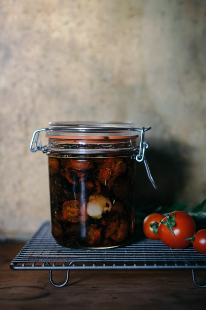 Slow Roasted Cherry Tomatoes with Olive Oil & Herbs