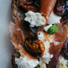 Slow roasted cherry tomatoes with olive oil & herbs