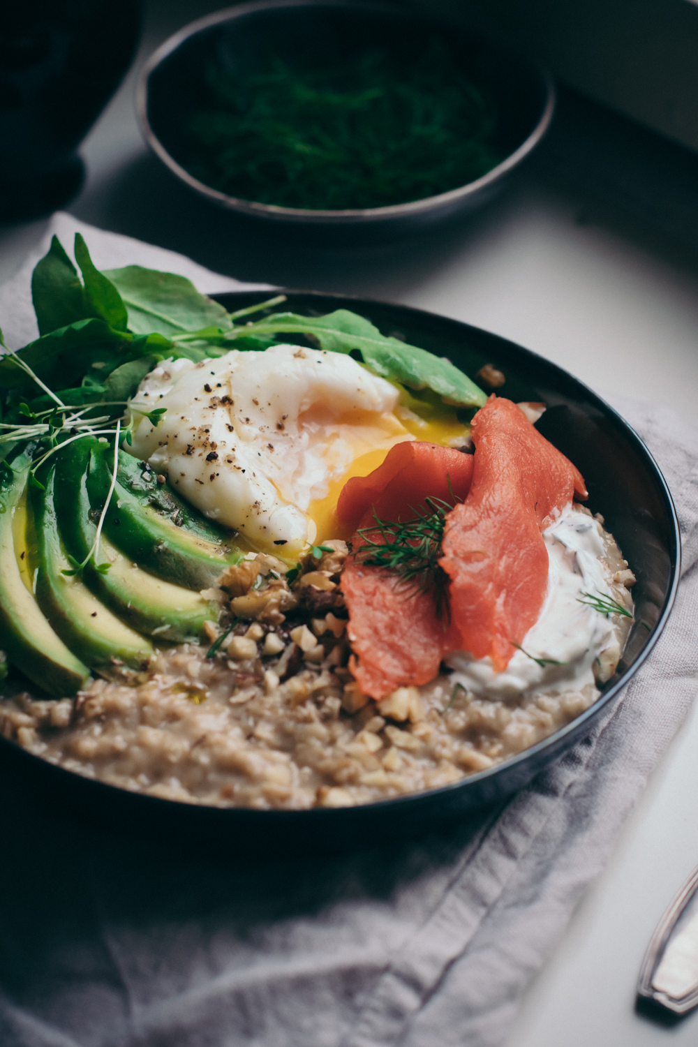 Savory Porridge with Miso, Salmon & Avocado