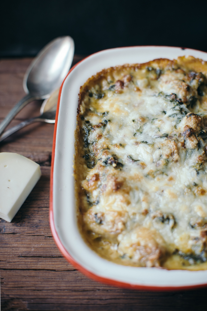 Spinach, Goat Cheese & Buckwheat Gnocchi Gratin