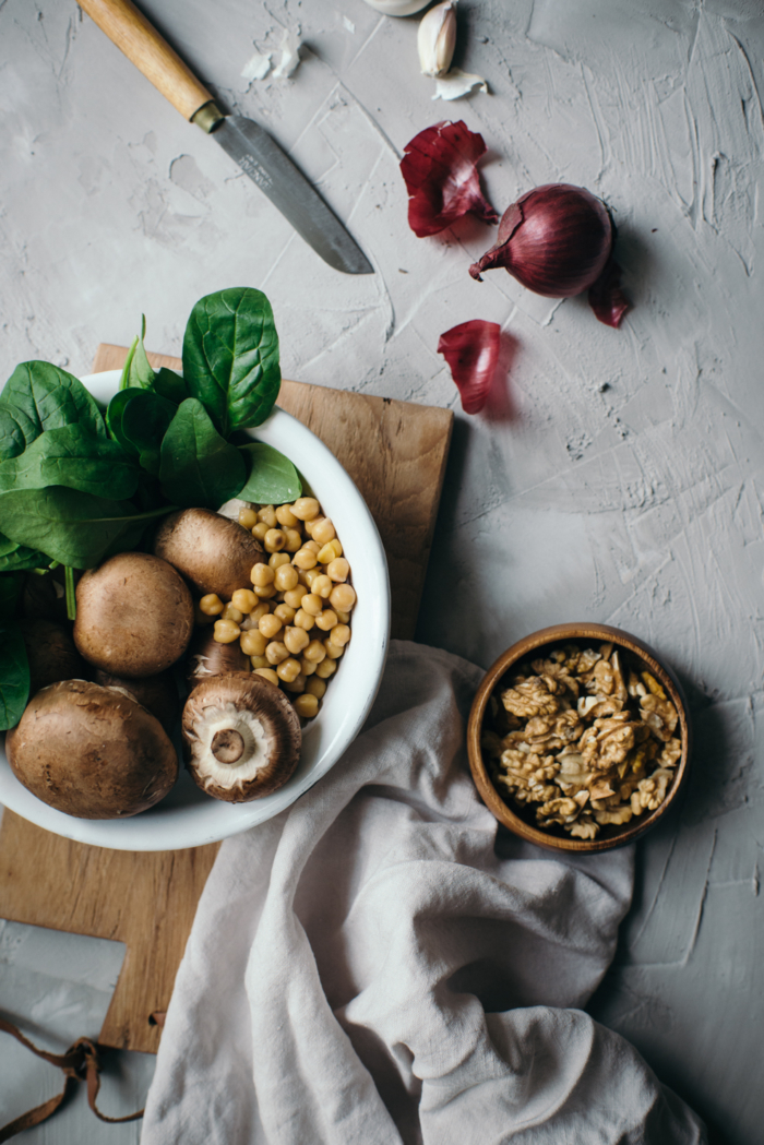 Chickpea Patties with Mushrooms & Spinach