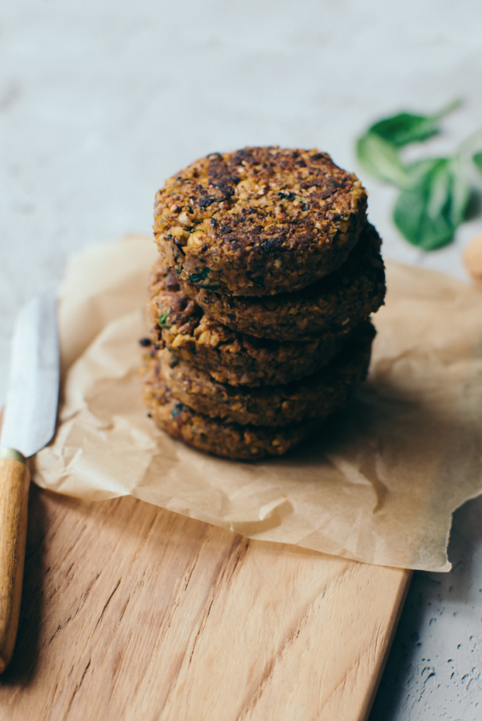 Chickpea Patties with Mushrooms & Spinach