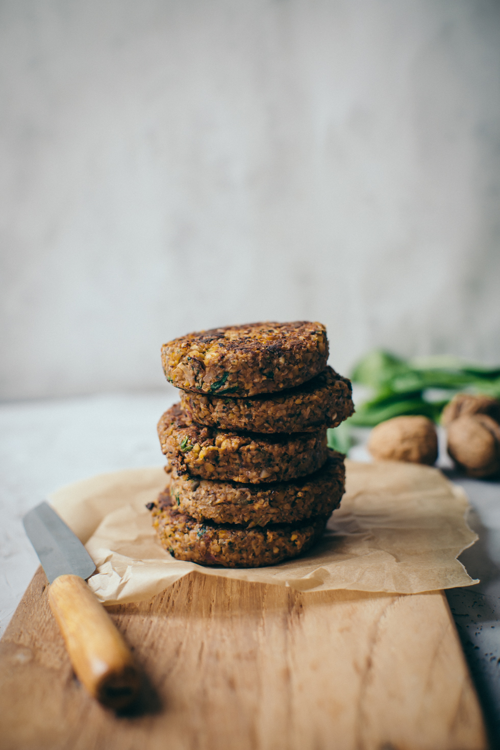 Chickpea Patties with Mushrooms & Spinach