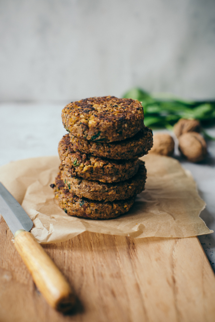 Chickpea Patties with Mushrooms & Spinach
