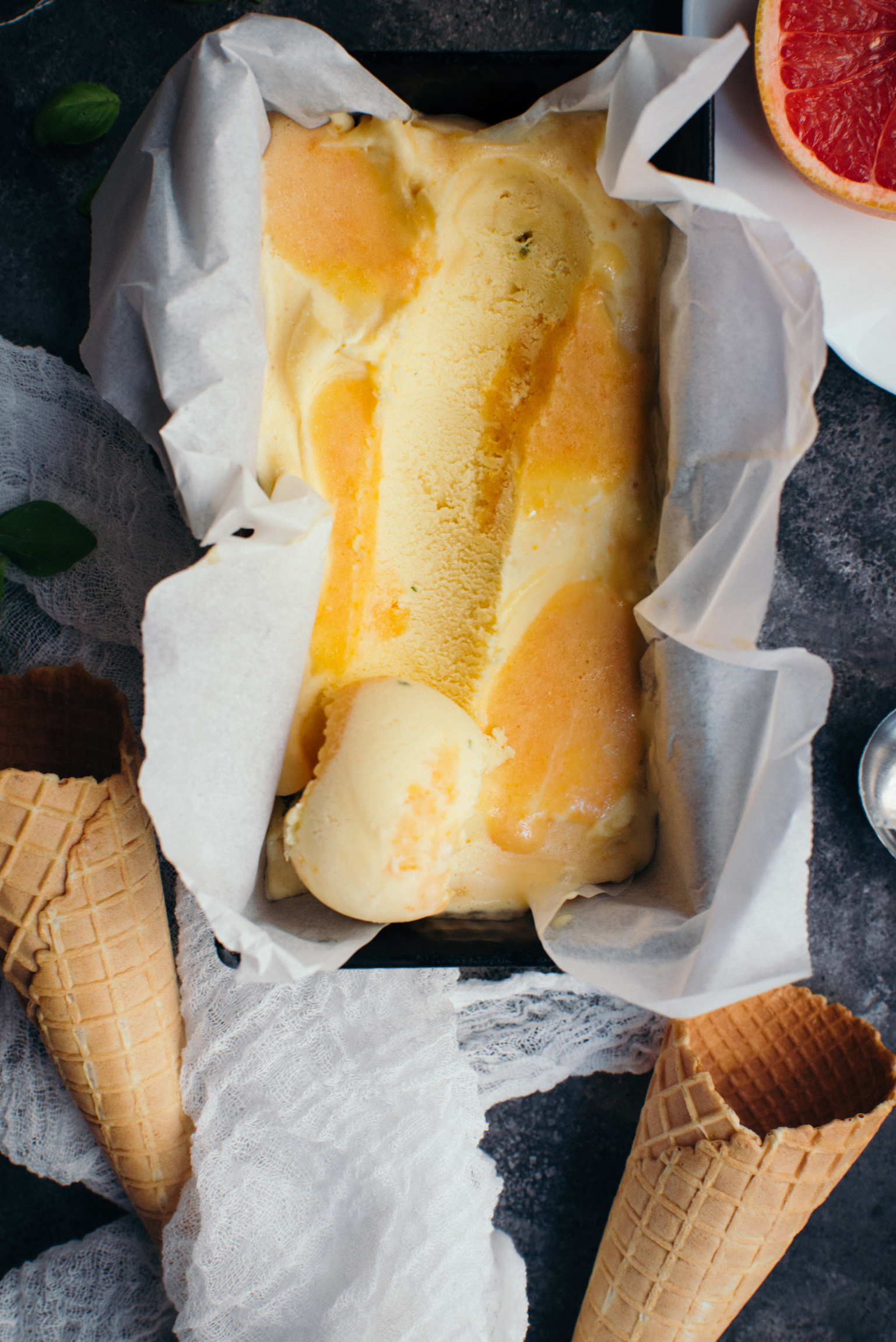 Grapefruit Curd Basil Ice-Cream