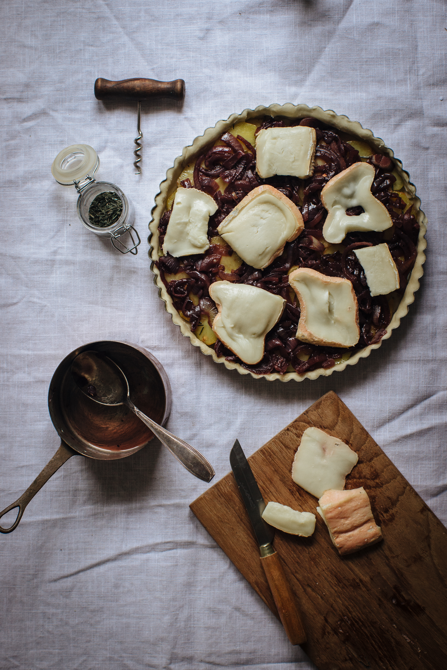 Tarte aux Pommes de Terres, Oignons Confits & Taleggio