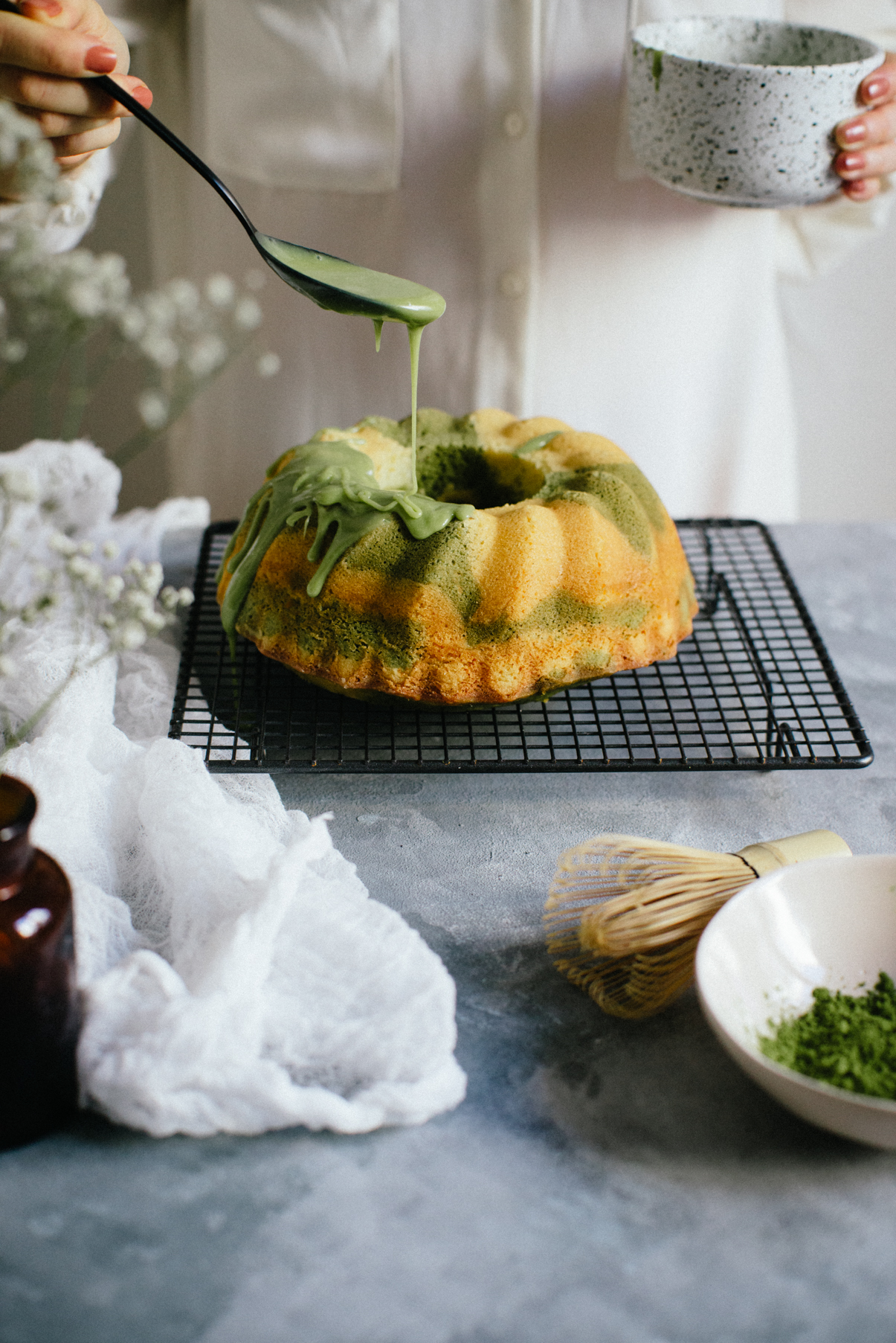 Vanilla Matcha Marble Cake