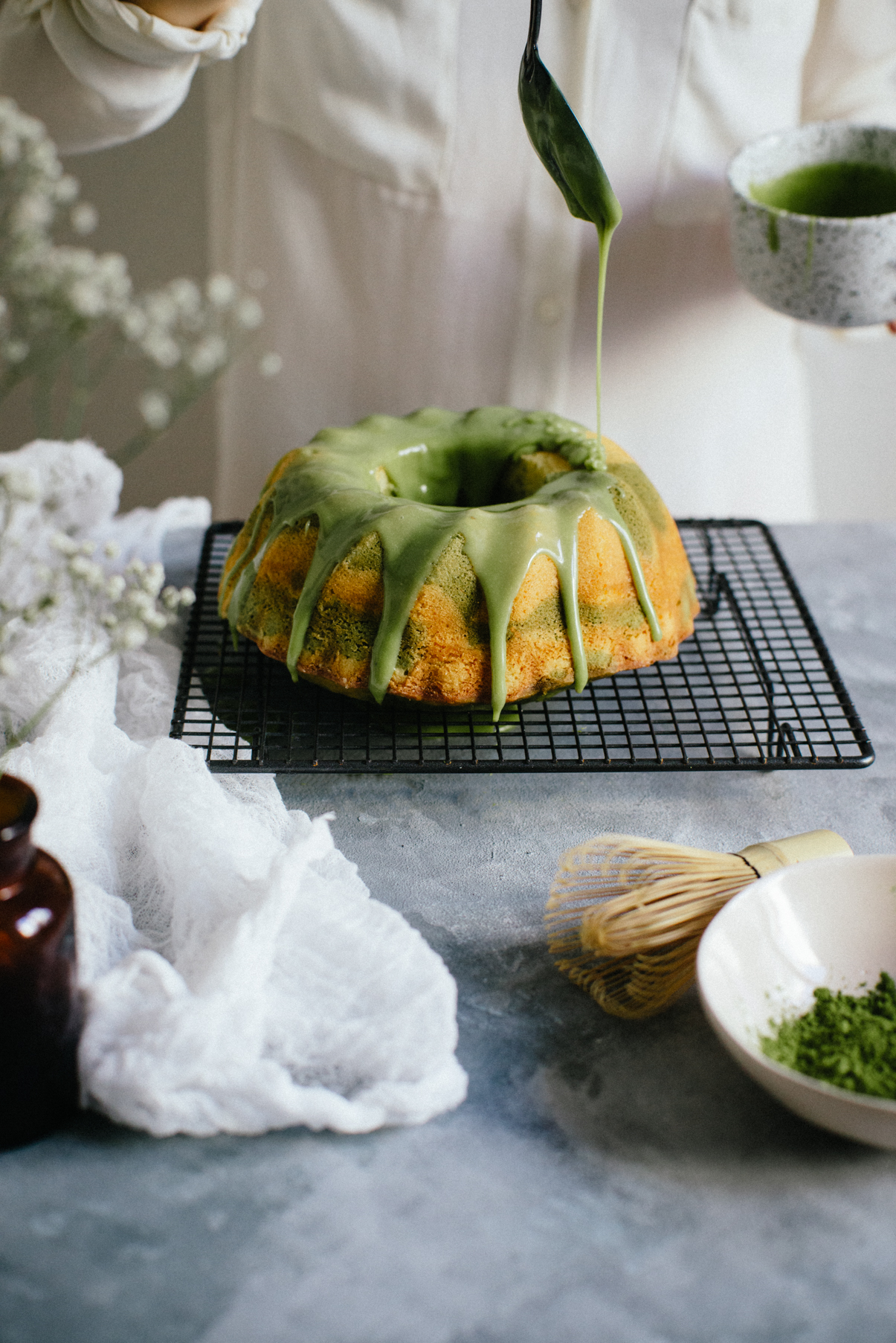 Vanilla Matcha Marble Cake