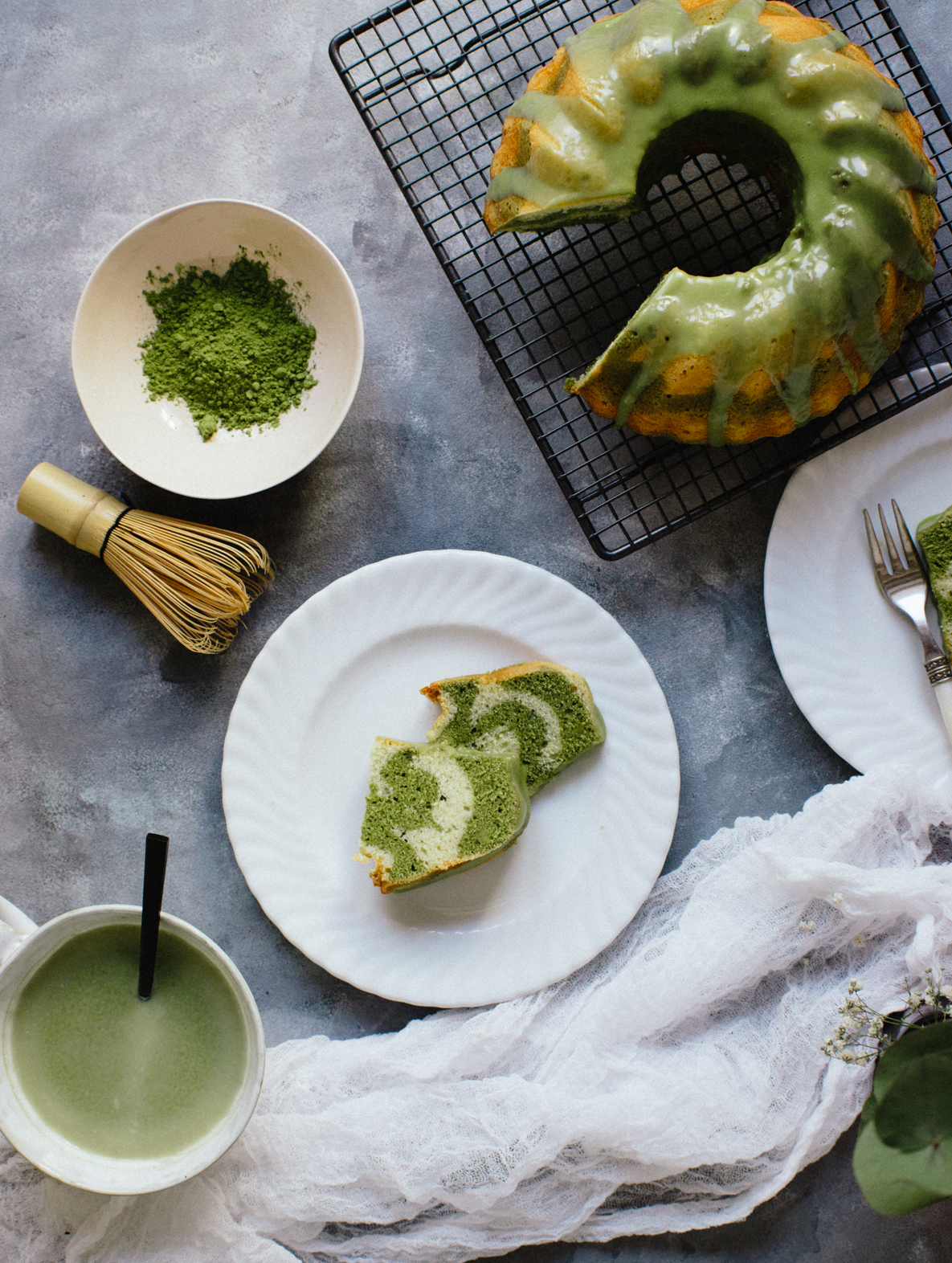 Vanilla Matcha Marble Cake