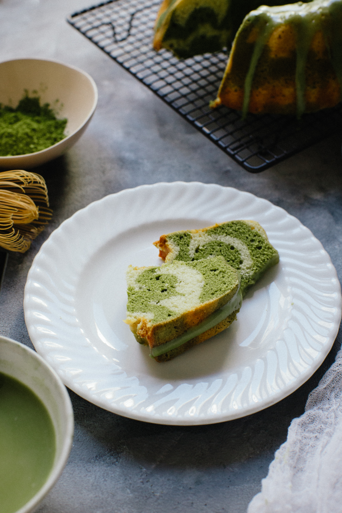 Vanilla Matcha Marble Cake