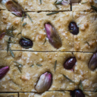 Sourdough Focaccia with Shallots, Olives & Rosemary